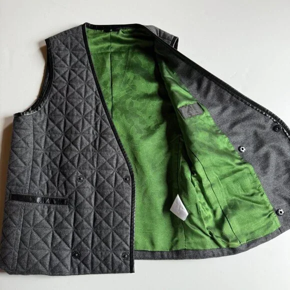 Lanvin Collection Quilted Grey Wool Vest - Size 50 (M/L) -  Made in Japan - Picture 6 of 9